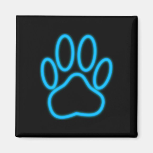 Aimant Empreinte de patte de chien de Néon Bleu (Devant)