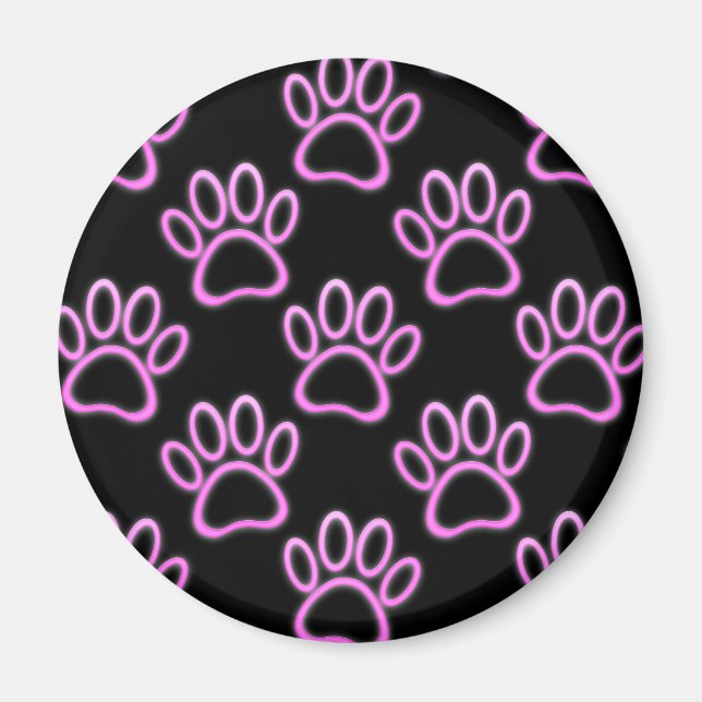 Aimant Empreinte de patte de chien de Néon rose (Devant)