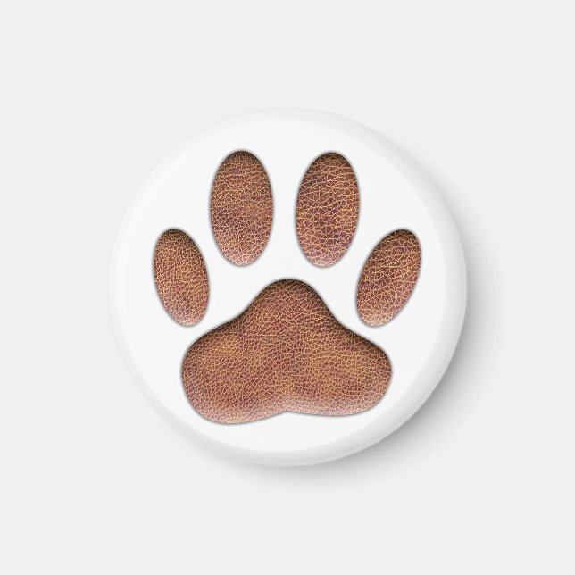 Aimant Empreinte de patte de chien de Texture en cuir (Devant)