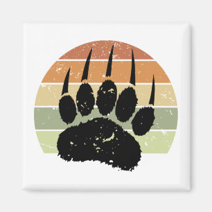 Aimant Empreinte de patte d'ours noir détendu Retro Sunse