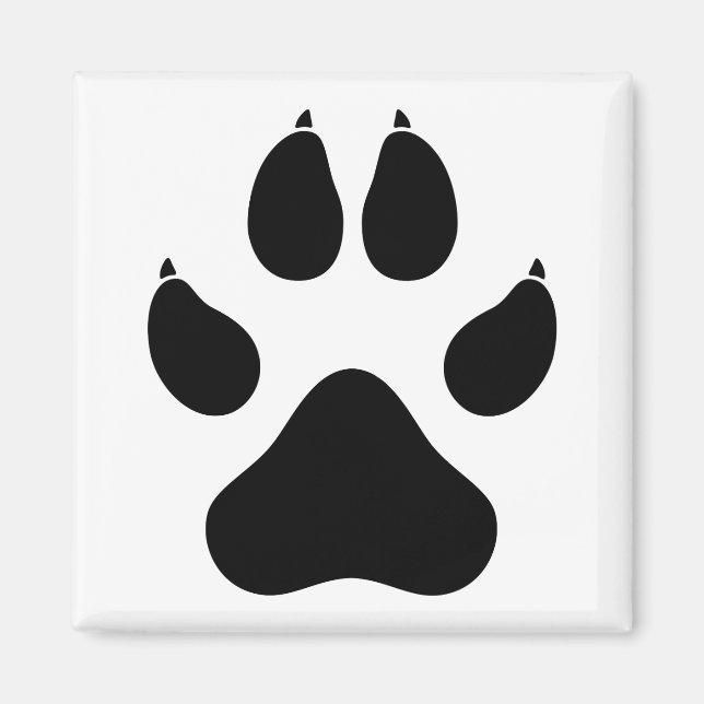 Aimant Empreinte de patte loup réaliste - Noir (Devant)