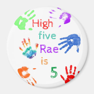 Aimant Empreintes à main de peinture Anniversaire avec no