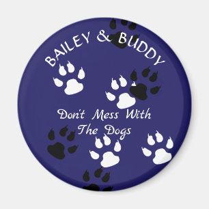 Aimant Empreintes de pattes de Big Dog sur Blue