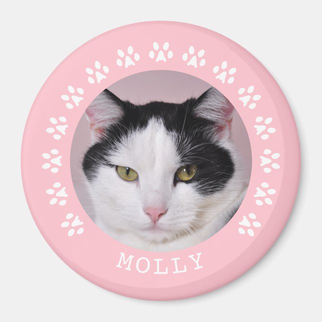 Aimant Empreintes de pattes de chats roses Frame Pet Phot (Devant)