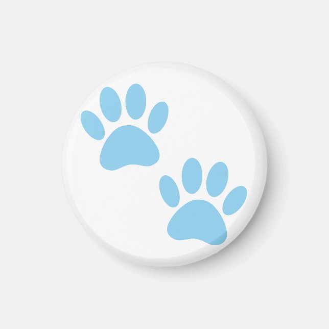 Aimant Empreintes de pattes de chiot bleu bébé (Devant)