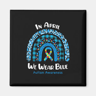 Aimant En Avril Nous Portons Blue Rainbow Puzzle Autism A