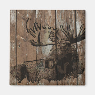 Aimant en bois rustique d'orignaux