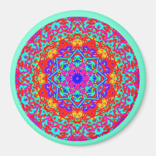 Aimant en bon état de style de mandala de Fuschia