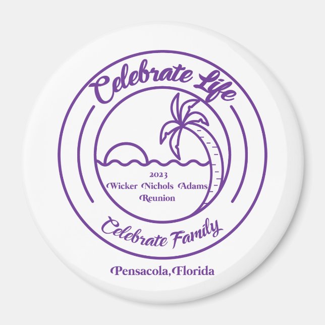 Aimant en céramique ronde avec logo violet (Devant)
