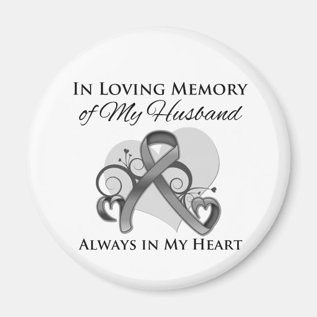 Aimant En mémoire de mon mari - Cancer du cerveau (Devant)