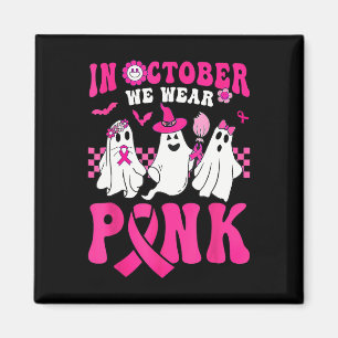 Aimant En Octobre Nous Portons Rose Cute Fantôme Cancer D