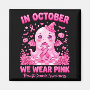 Aimant En Octobre Portez en Rose Sorcière Fantôme Cancer