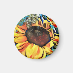 Aimant en pastel rond de tournesol