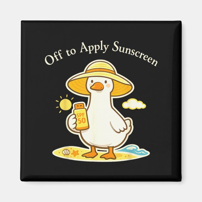 Aimant En route pour appliquer la crème solaire Oie Voyag (Devant)