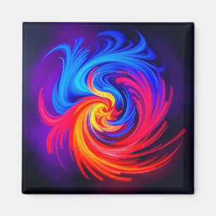 Aimant Énergétique Abstrait wirl en bleu rouge et jaune