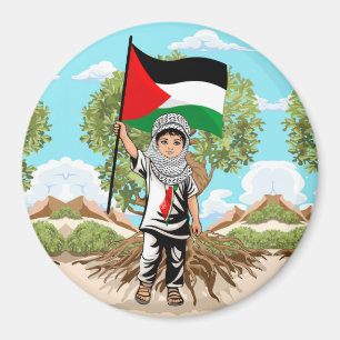 Aimant Enfant avec le drapeau de Keffiyeh Palestine