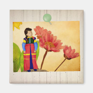 Aimant Enfant de fleurs