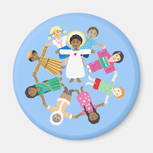 Aimant Enfant Jésus avec cercle d'enfants de toutes les n