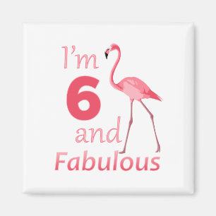 Aimant Enfants 6e anniversaire mignon Flamant rose rose