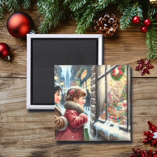 Aimant Enfants à la recherche d'une fenêtre de Noël (Créateur téléchargé)