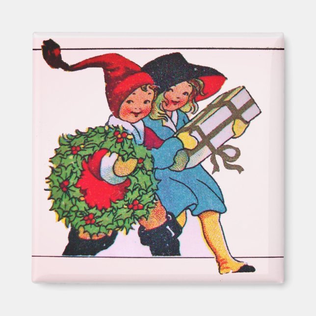 AIMANT ENFANTS AVEC CADEAUX DE NOËL (Devant)