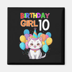 Aimant Enfants Chat Anniversaire 10 Anniversaire Filles 1