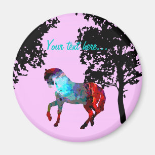 Aimant Enfants Cheval Rose