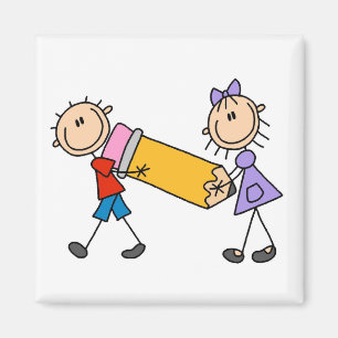 Aimant Enfants de bâton avec le crayon