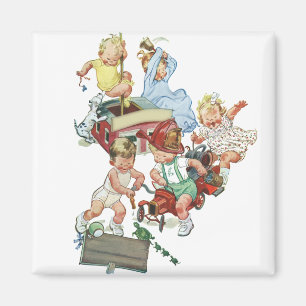 Aimant Enfants d'époque Enfants en bas âge jouant avec de