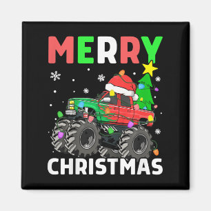 Aimant Enfants garçons Joyeux Noël Monster Camion Santa H