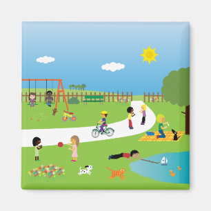 Aimant Enfants jouant dans l'aimant de parc