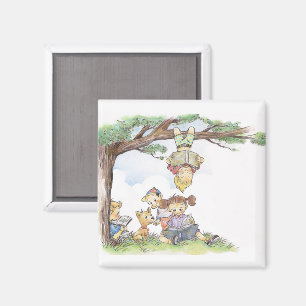 Aimant Enfants lisant sous un arbre