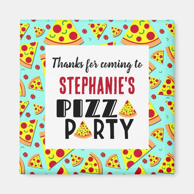 Aimant Enfants Pizza Anniversaire Merci Fête Favoriser (Devant)