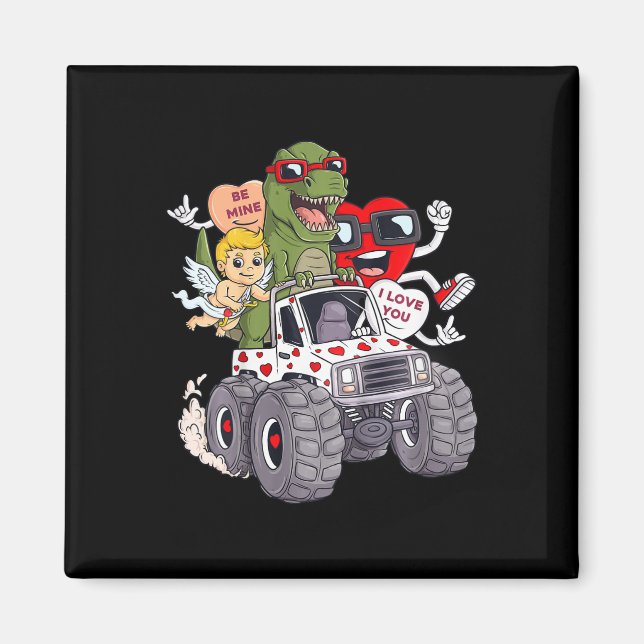 Aimant Enfants Valentines Jour Coeurs T Rex Cupid Monster (Devant)