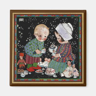Aimant Enfants vintage ayant une fausse partie de thé