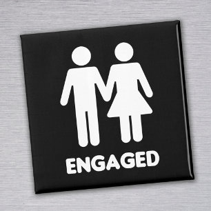 Aimant Engaged Couple (White Silhouette)