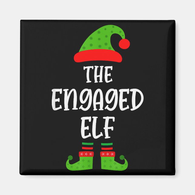 Aimant Engaged Elf Family Matching Christmas Engagement  (Devant)