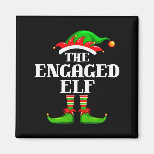 Aimant Engaged Elf Matching Family Group Christmas Party  (Devant)