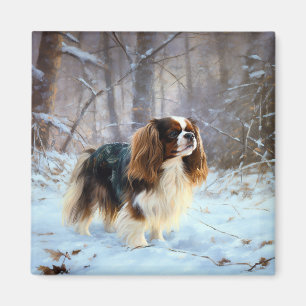 Aimant English Toy Spaniel Laisser Neige Noël