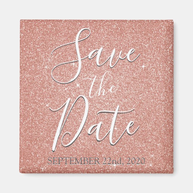Aimant Enregistrer la date Anniversaire Rose Gold Pink Pa (Devant)