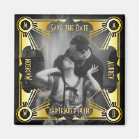Enregistrer la date Art Déco Mariage Gold & Black 