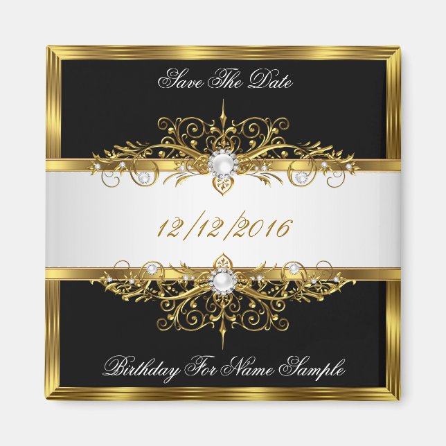 Aimant Enregistrer La Date Black Pearls White Gold Annive (Devant)