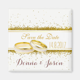 Aimant Enregistrer la date Gold Parties scintillant annea