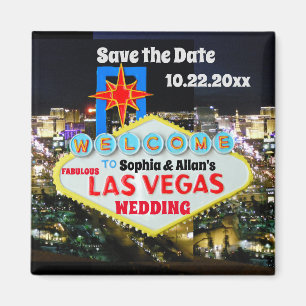 Aimant Enregistrer la date Las Vegas Affiche de bienvenue