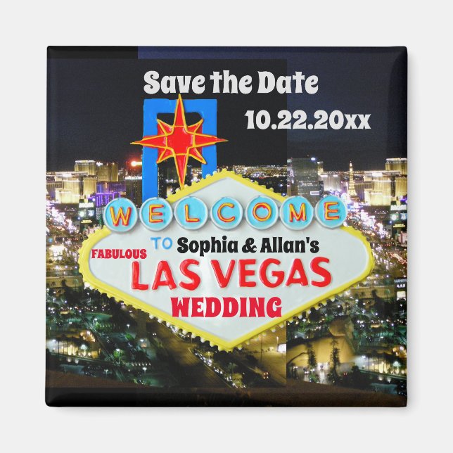 Aimant Enregistrer la date Las Vegas Affiche de bienvenue (Devant)
