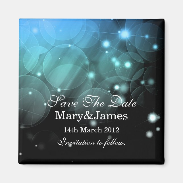 Aimant Enregistrer la date Mariage Romantique Stars&Light (Devant)
