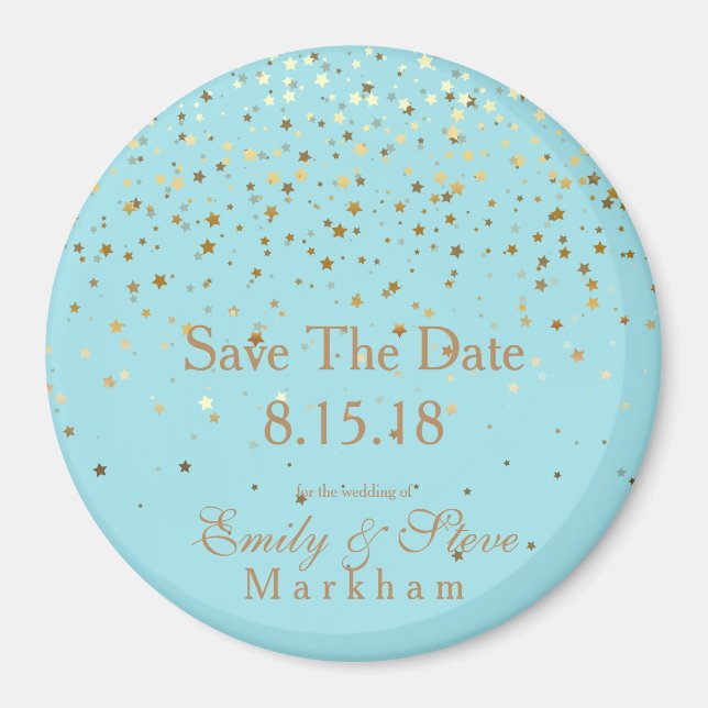 Aimant Enregistrer La Date Petite Golden Stars Magnet-Aqu (Devant)