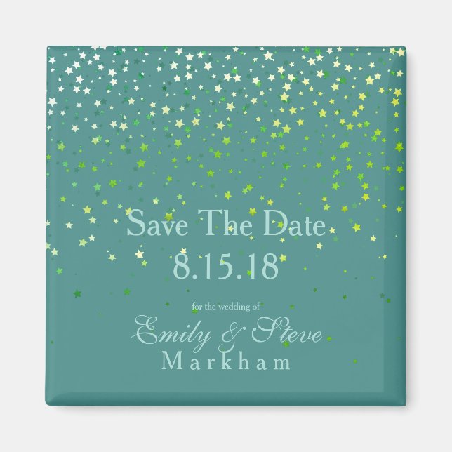 Aimant Enregistrer La Date Petite Green Stars Magnet-Turq (Devant)