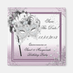 Aimant Enregistrer La Date Quinceanera Sweet 16 Masquerad