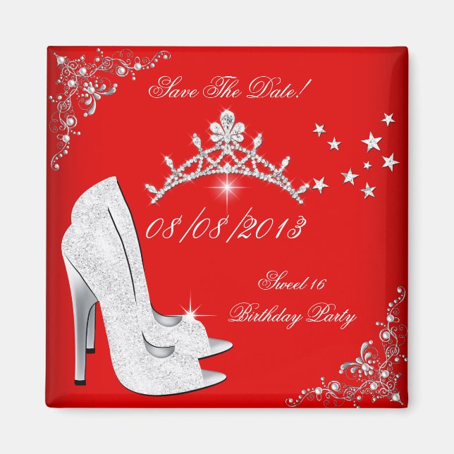 Aimant Enregistrer La Date Red High Heels Chaussures Tiar (Devant)